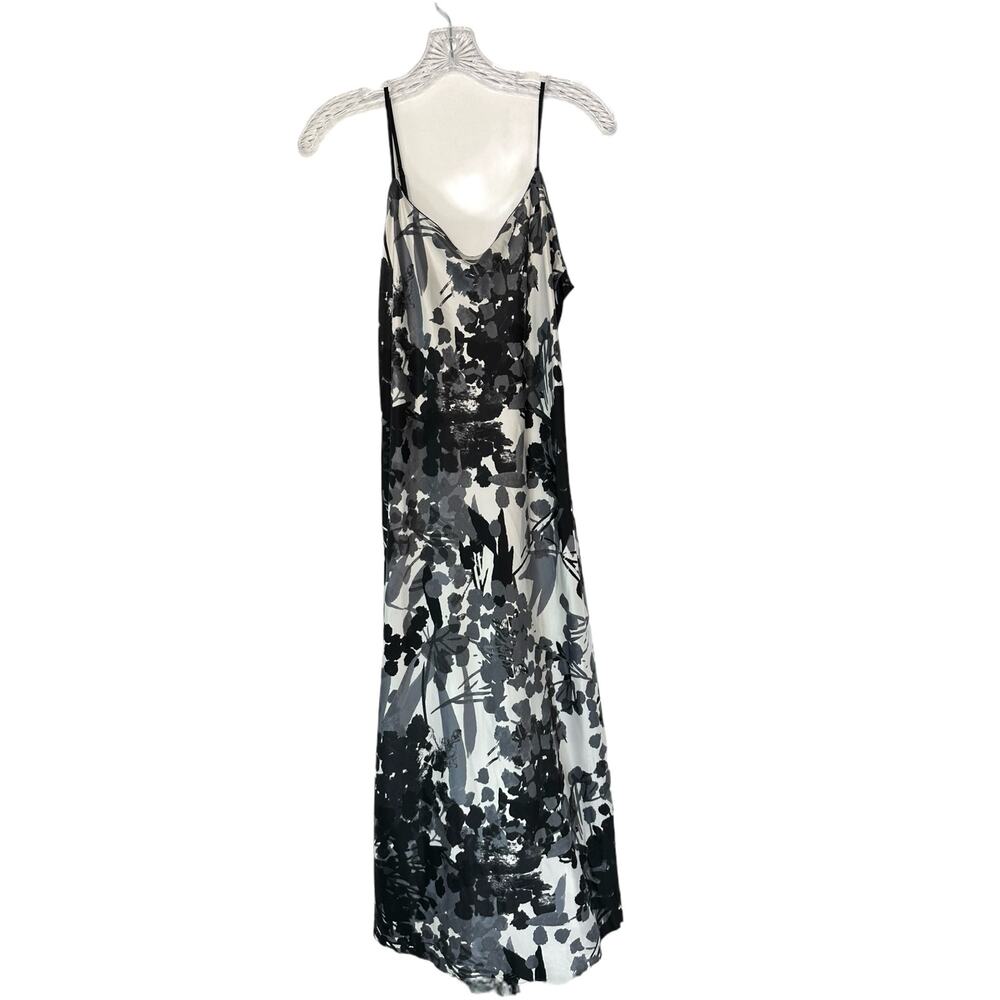 Natori Black White Side Slit Intimate Lounge Loungewear Slip Dress Size‎ Small